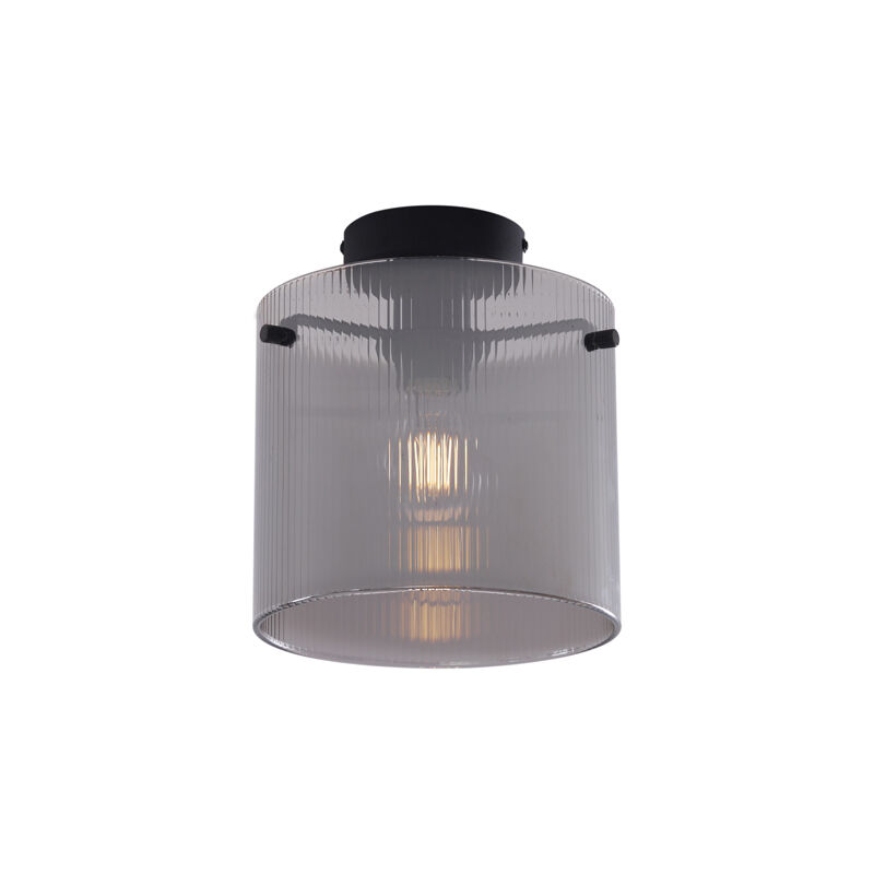 foto del prodotto qazqa lampada da soffitto laura art d co metallo,vetro nero tondo max. 1 x watt