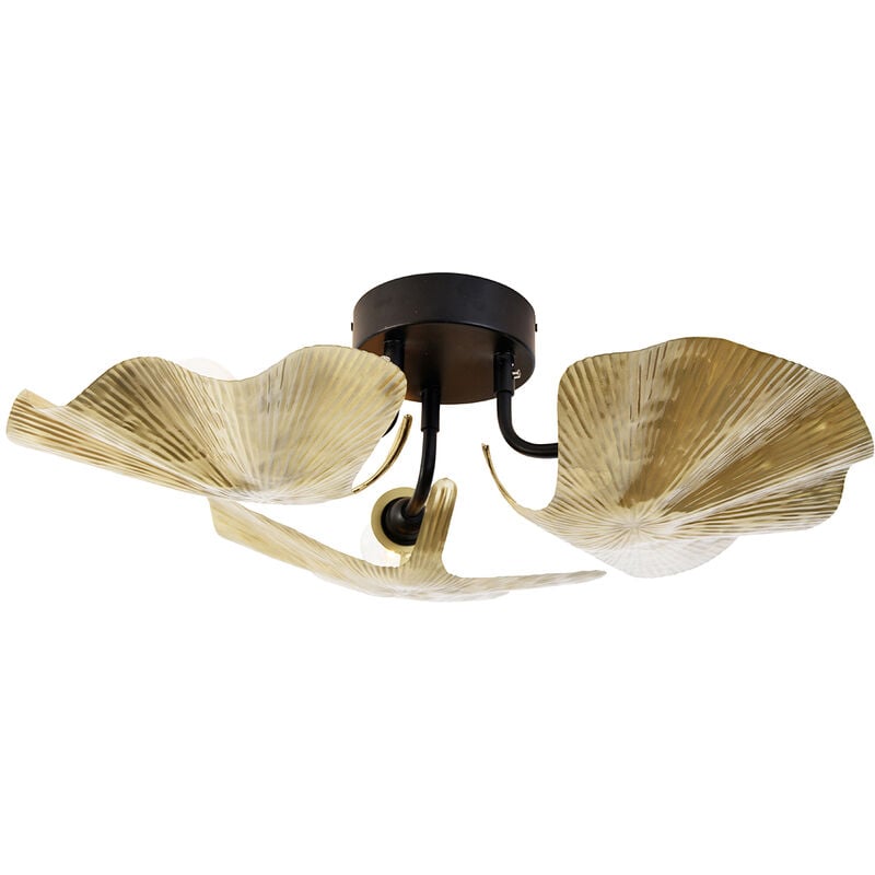 foto del prodotto qazqa lampada da soffitto louka orientale acciaio nero ottone organico max. 3 x watt