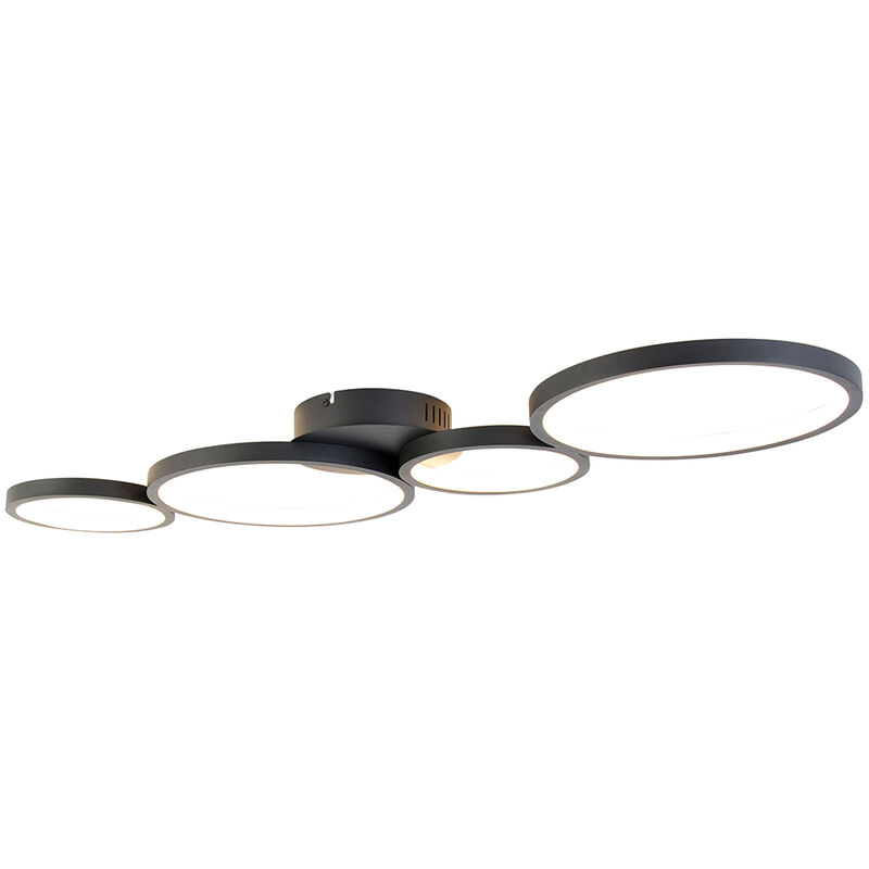 foto del prodotto qazqa lampada da soffitto lupolo moderno alluminio,acciaio,plastico nero oblungo non sostituibile led max. 4 x 40 watt