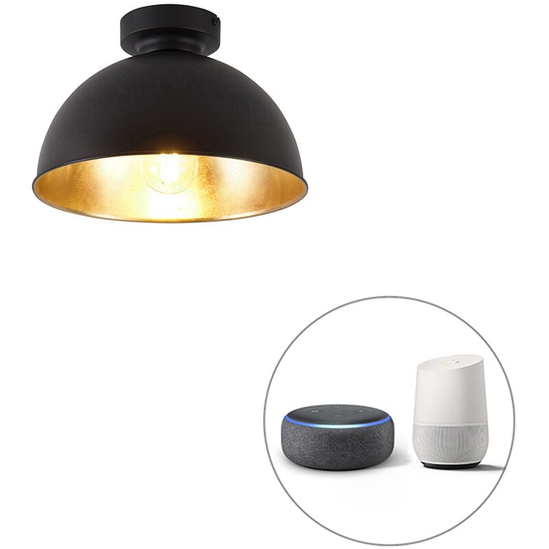 foto del prodotto qazqa lampada da soffitto magnax industriale acciaio nero tondo e27 max. 1 x 4.9 watt
