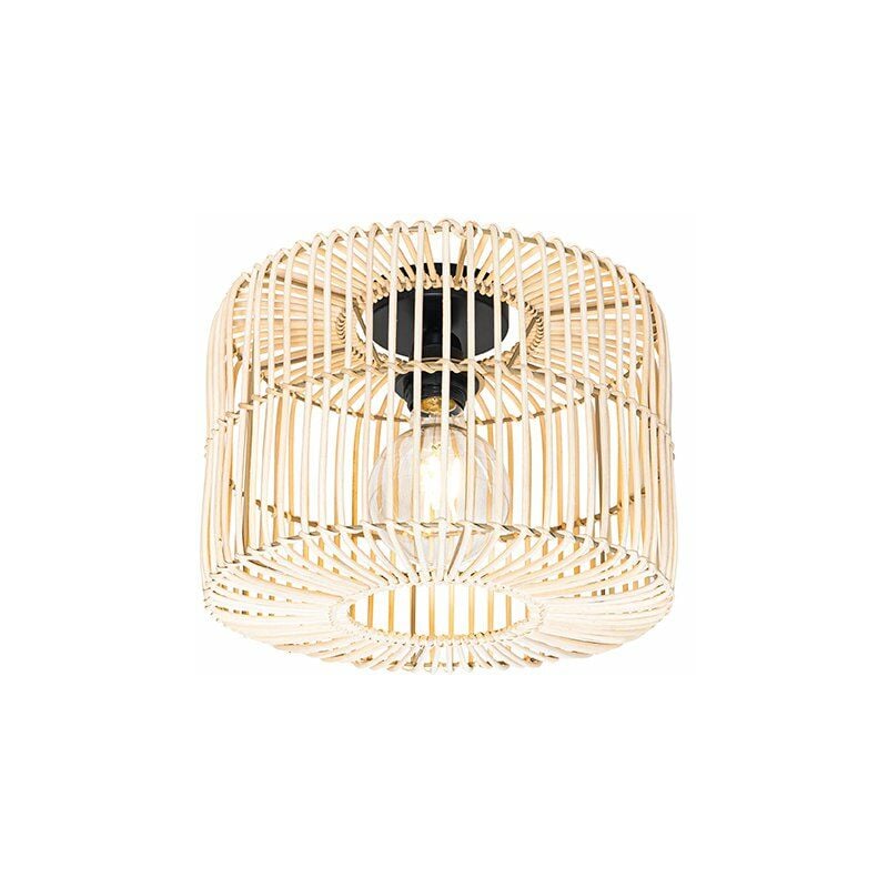 foto del prodotto qazqa lampada da soffitto maud orientale malacca,acciaio legno nero tondo max. 1 x watt