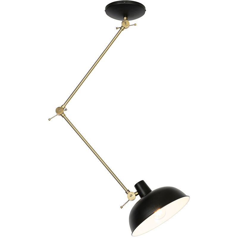 foto del prodotto qazqa lampada da soffitto milou retr acciaio nero bronzo oblungo max. 1 x watt
