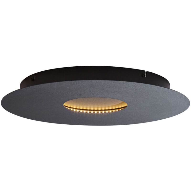 foto del prodotto qazqa lampada da soffitto morning moderno acciaio nero tondo non sostituibile led max. 1 x 18 watt