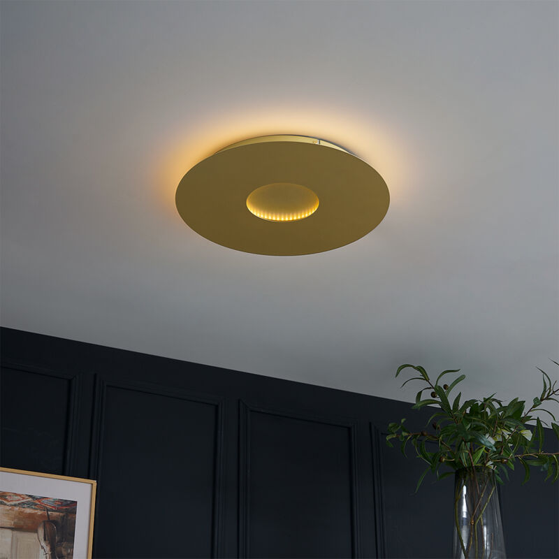 foto del prodotto qazqa lampada da soffitto morning moderno acciaio oro tondo non sostituibile led max. 1 x 18 watt