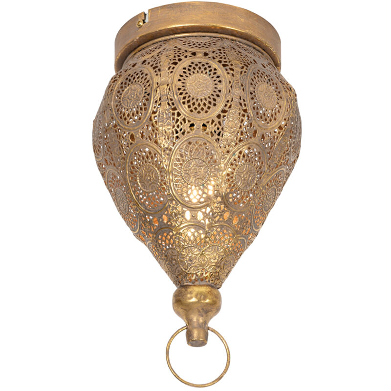 foto del prodotto qazqa lampada da soffitto mowgli orientale acciaio oro tondo max. 1 x watt