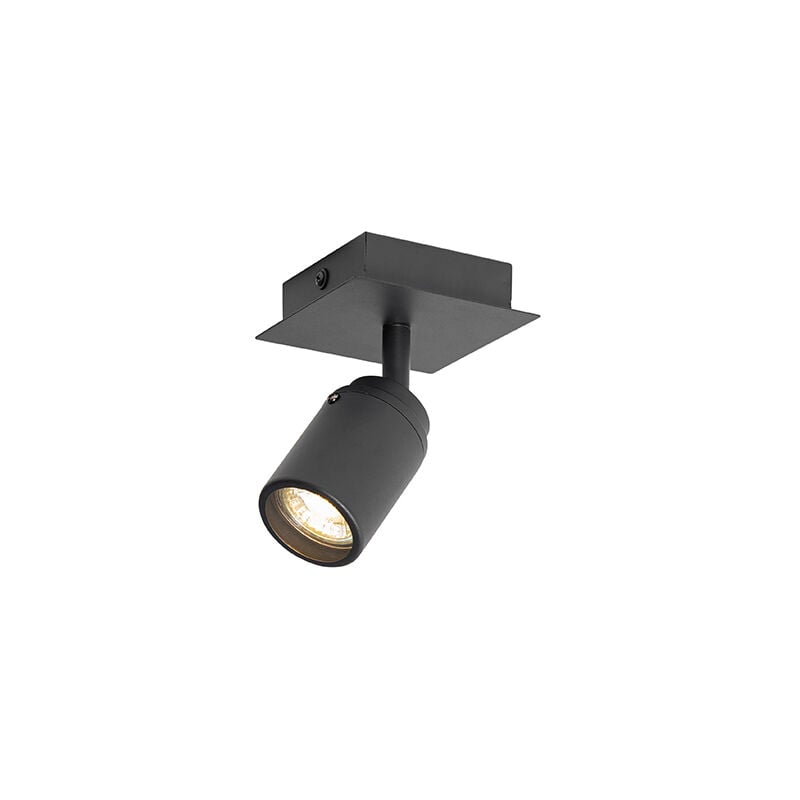 foto del prodotto qazqa lampada da soffitto parete ducha moderno acciaio,alluminio,vetro nero quadrato max. 1 x watt