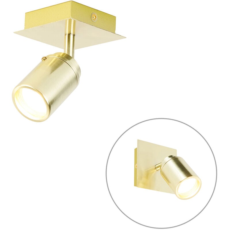 foto del prodotto qazqa lampada da soffitto parete ducha moderno acciaio,alluminio,vetro oro ottone quadrato max. 1 x watt