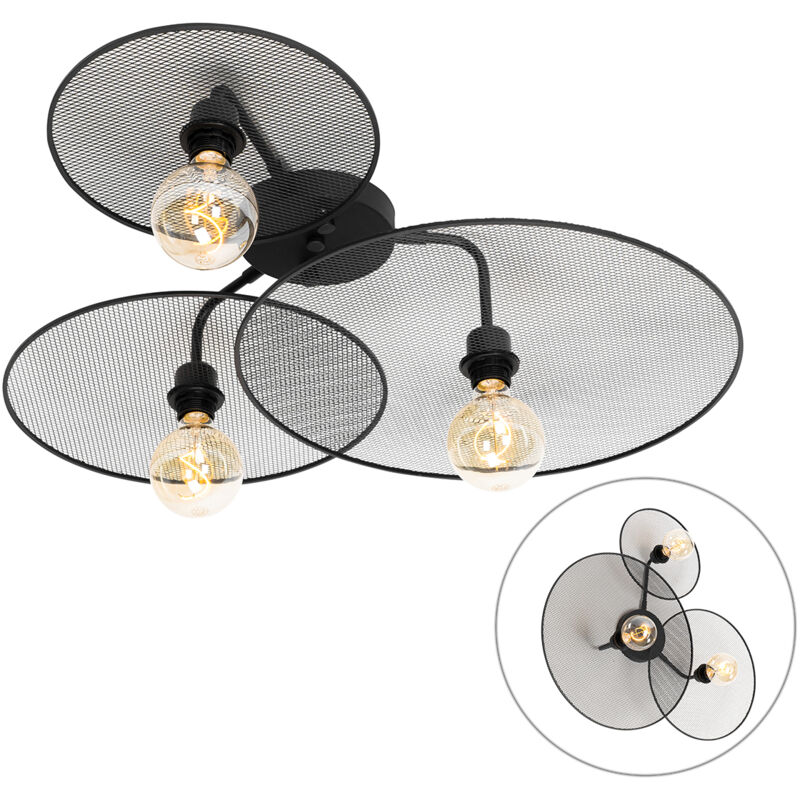 foto del prodotto qazqa lampada da soffitto parete jane design acciaio nero tondo max. 3 x watt