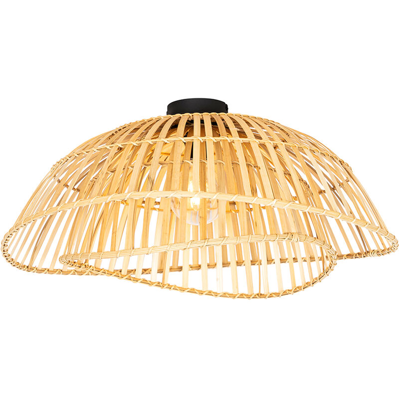 foto del prodotto qazqa lampada da soffitto pua orientale bamboo,acciaio legno tondo max. 1 x watt