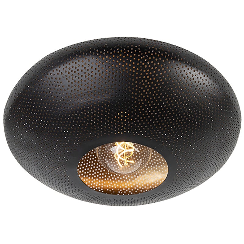 foto del prodotto qazqa lampada da soffitto radiance orientale acciaio nero tondo e27 max. 1 x 4.9 watt