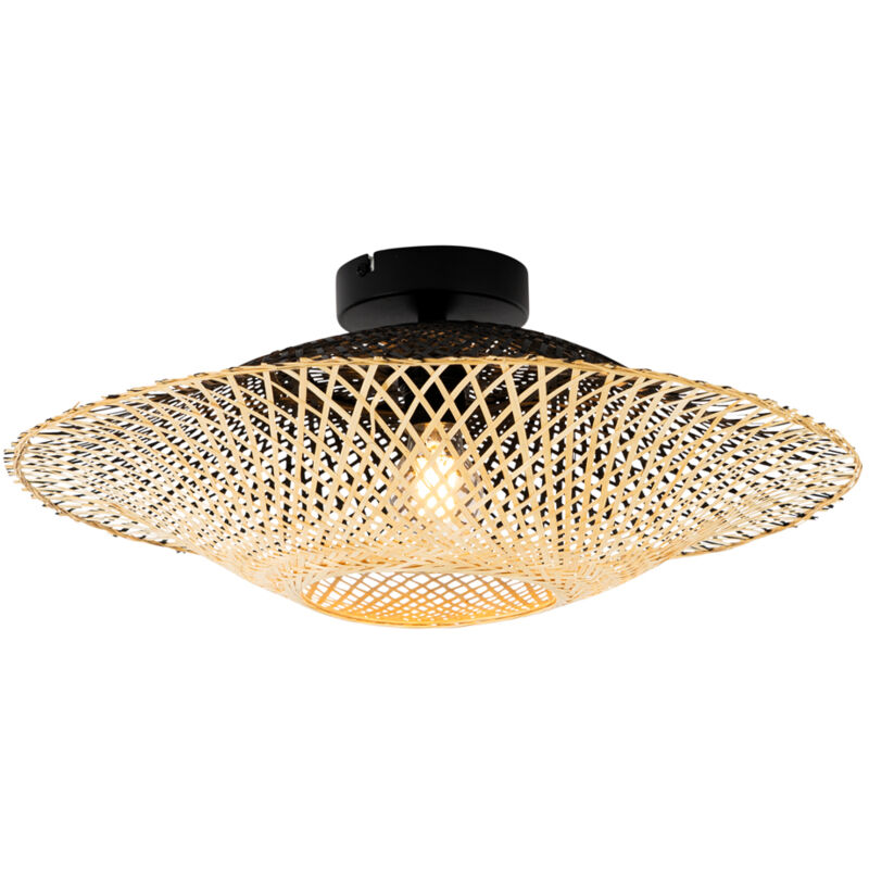 foto del prodotto qazqa lampada da soffitto rina orientale bamboo,acciaio legno nero tondo max. 1 x watt