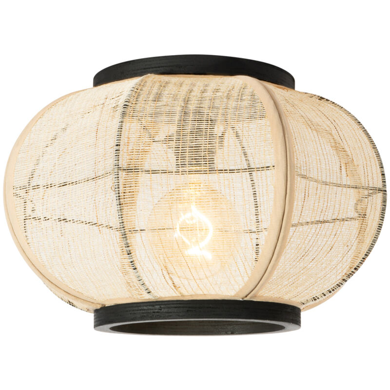 foto del prodotto qazqa lampada da soffitto rob orientale acciaio,legno,tessuto legno nero tondo max. 1 x watt
