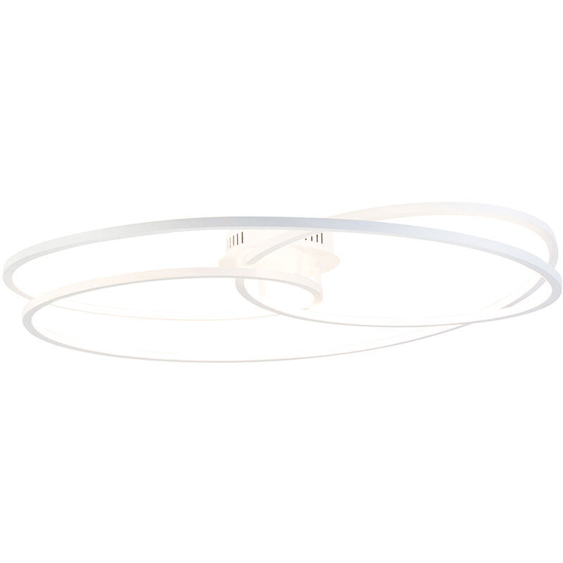 foto del prodotto qazqa lampada da soffitto rowin design alluminio,acciaio,plastico bianco tondo non sostituibile led max. 1 x 56 watt