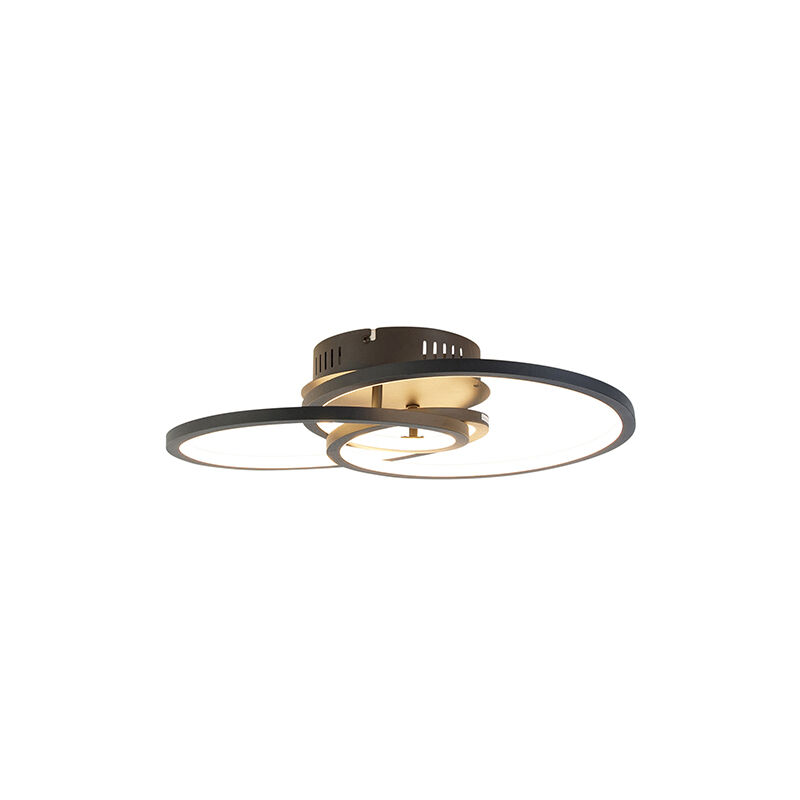 foto del prodotto qazqa lampada da soffitto rowin design alluminio,acciaio,plastico nero tondo non sostituibile led max. 1 x 40 watt