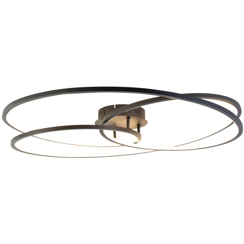 foto del prodotto qazqa lampada da soffitto rowin design alluminio,acciaio,plastico nero tondo non sostituibile led max. 1 x 56 watt
