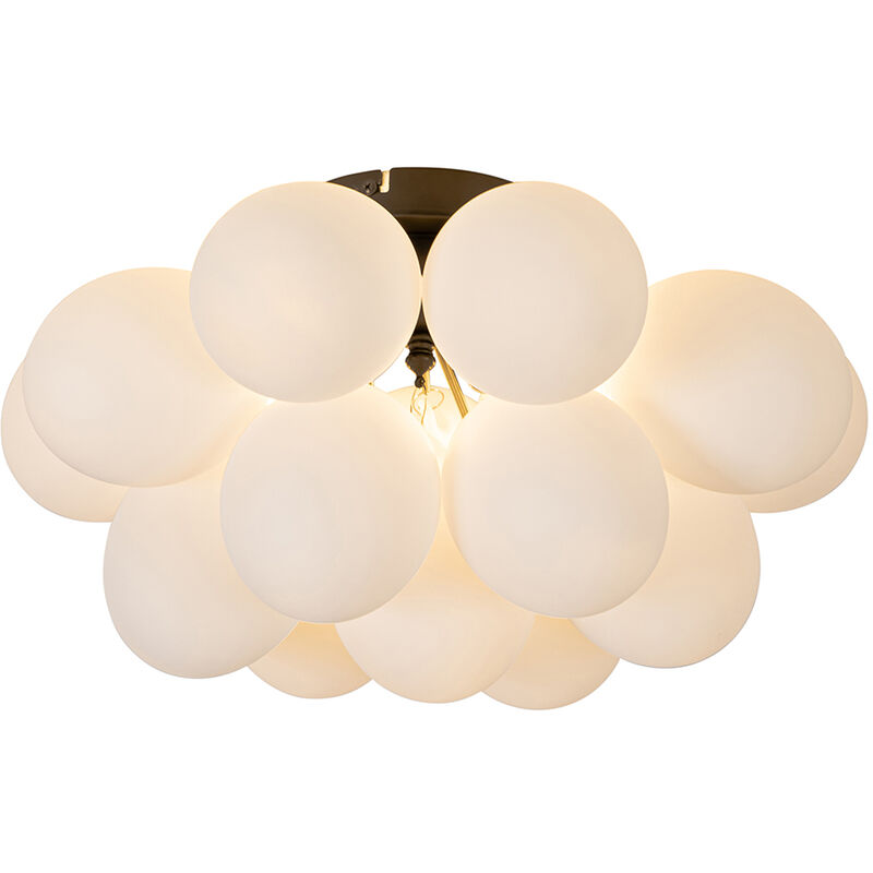 foto del prodotto qazqa lampada da soffitto uvas design vetro,acciaio bianco nero sfera max. 4 x watt