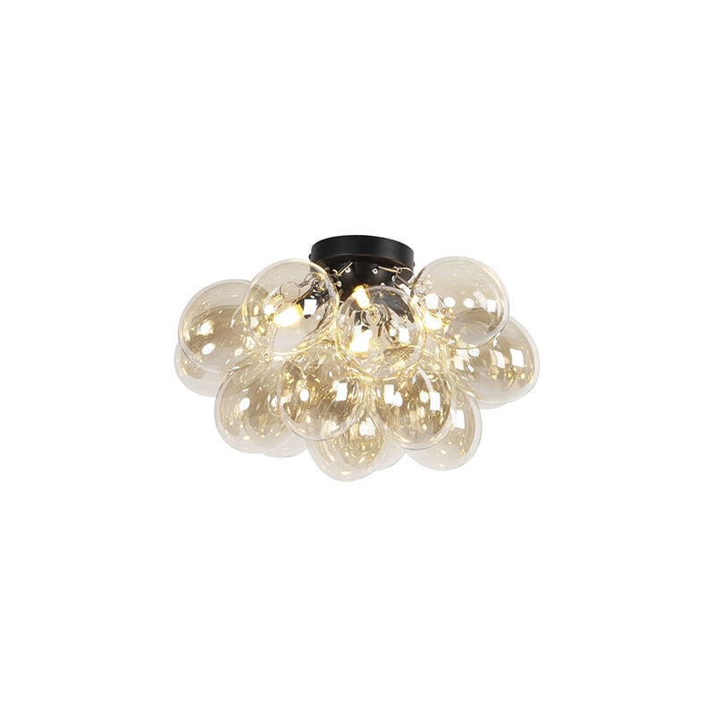 foto del prodotto qazqa lampada da soffitto uvas design vetro,acciaio nero oro ottone sfera max. 4 x watt