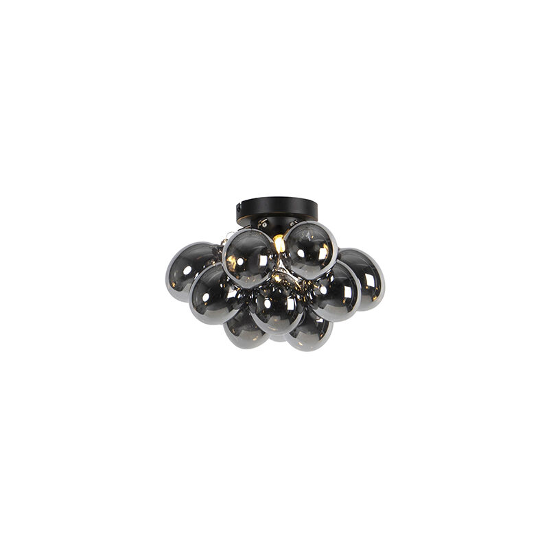 foto del prodotto qazqa lampada da soffitto uvas design vetro,acciaio nero tondo sfera g9 max. 3 x 2.5 watt