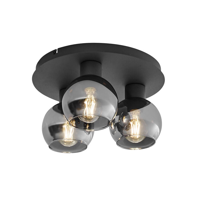 foto del prodotto qazqa lampada da soffitto vidro smart art d co vetro,acciaio grigio nero tondo e27 max. 3 x 7 watt