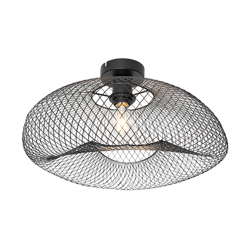 foto del prodotto qazqa lampada da soffitto zora moderno acciaio nero tondo max. 1 x watt