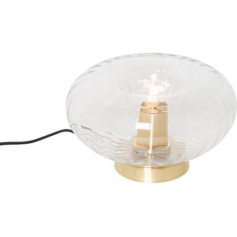 foto del prodotto qazqa lampada da tavolo ayesha art d co vetro,acciaio oro tondo max. 1 x watt