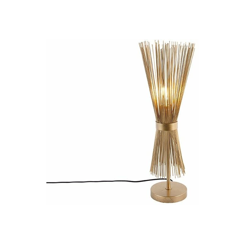 foto del prodotto qazqa lampada da tavolo broom - rustico - acciaio - oro/ottone - tondo max. 1 x watt