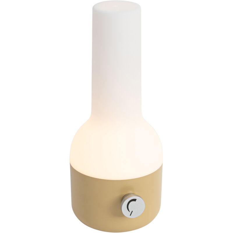 foto del prodotto qazqa lampada da tavolo con regolatore haard moderno plastico bianco oro oblungo non sostituibile led max. 1 x 2.5 watt