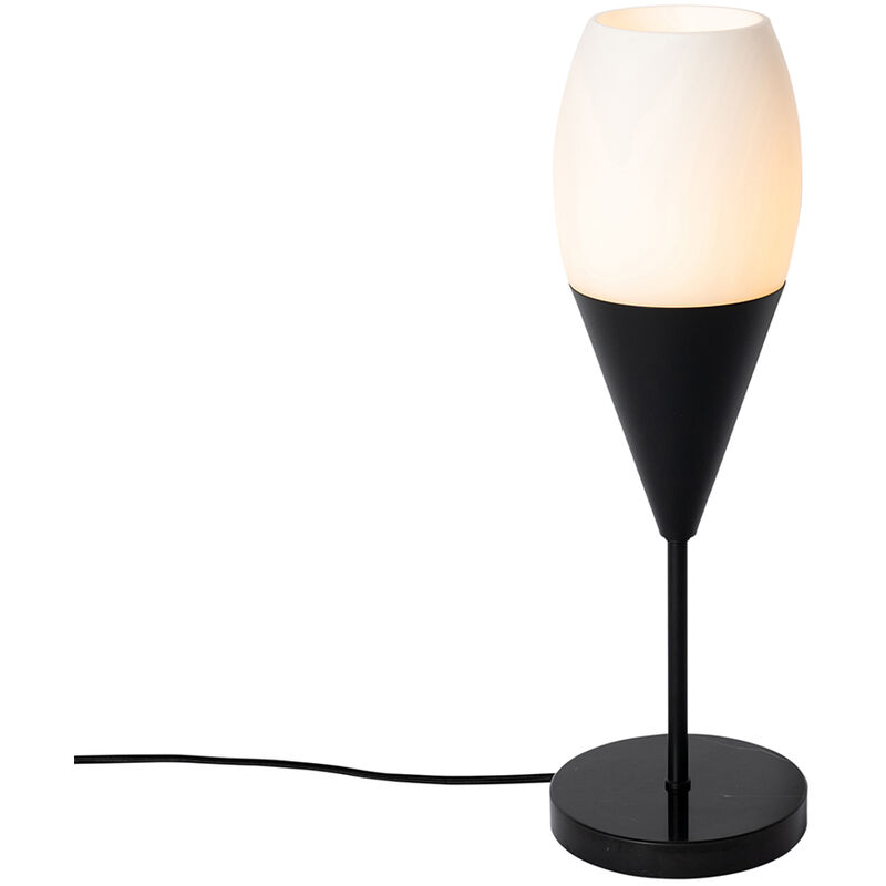 foto del prodotto qazqa lampada da tavolo drop moderno vetro,acciaio,alluminio,marmo bianco nero oblungo max. 1 x watt