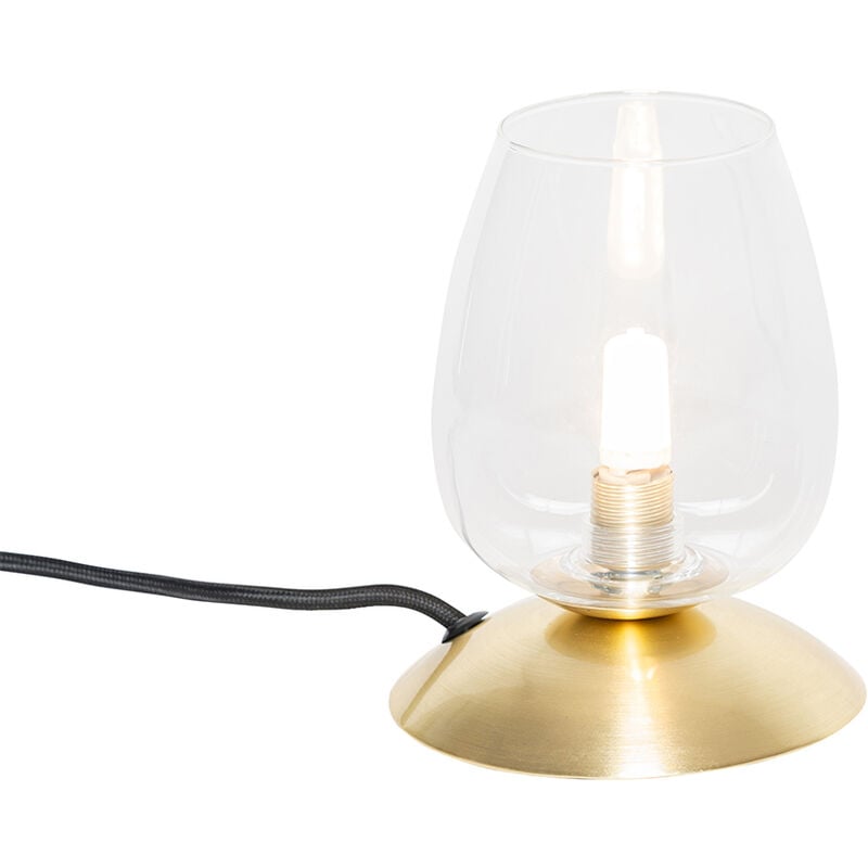 foto del prodotto qazqa lampada da tavolo elien classico acciaio,vetro oro ottone trasparente tondo max. 1 x watt