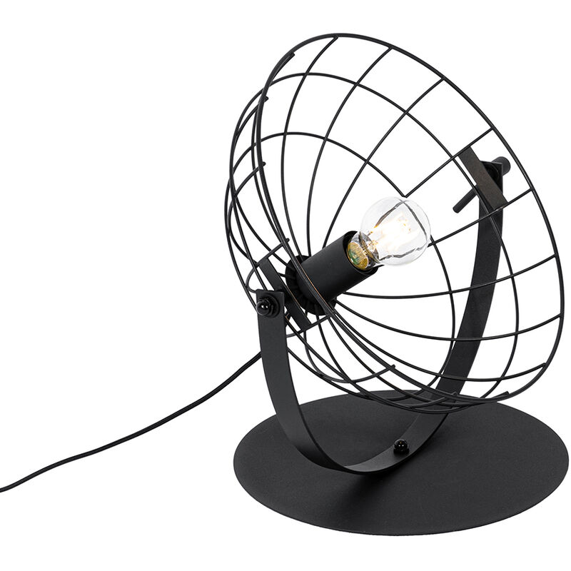 foto del prodotto qazqa lampada da tavolo hanze industriale acciaio nero tondo max. 1 x watt