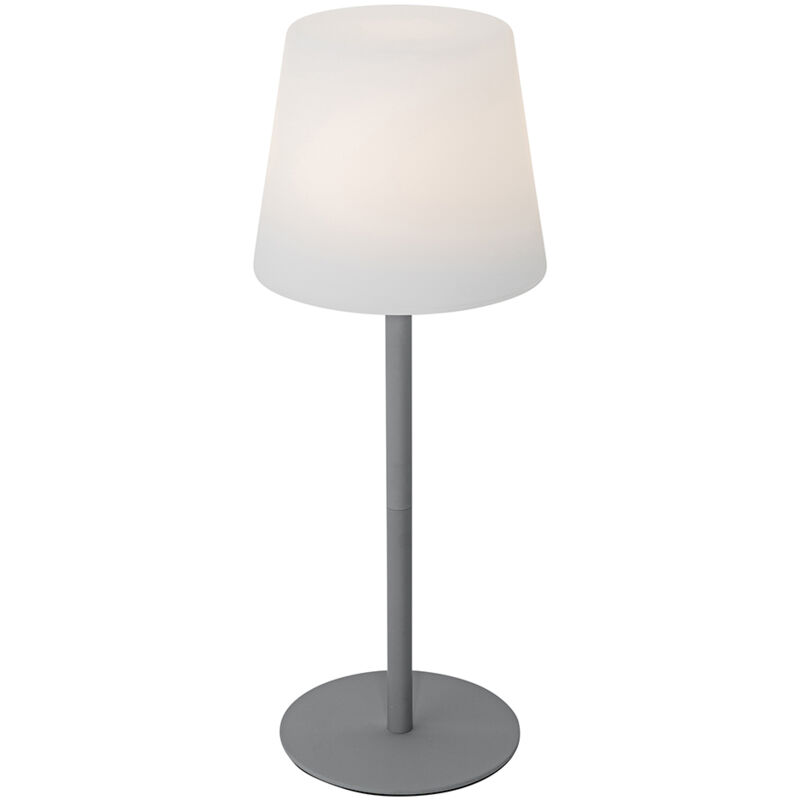 foto del prodotto qazqa lampada da tavolo jude moderno plastico,acciaio grigio bianco tondo non sostituibile led max. 1 x 3 watt