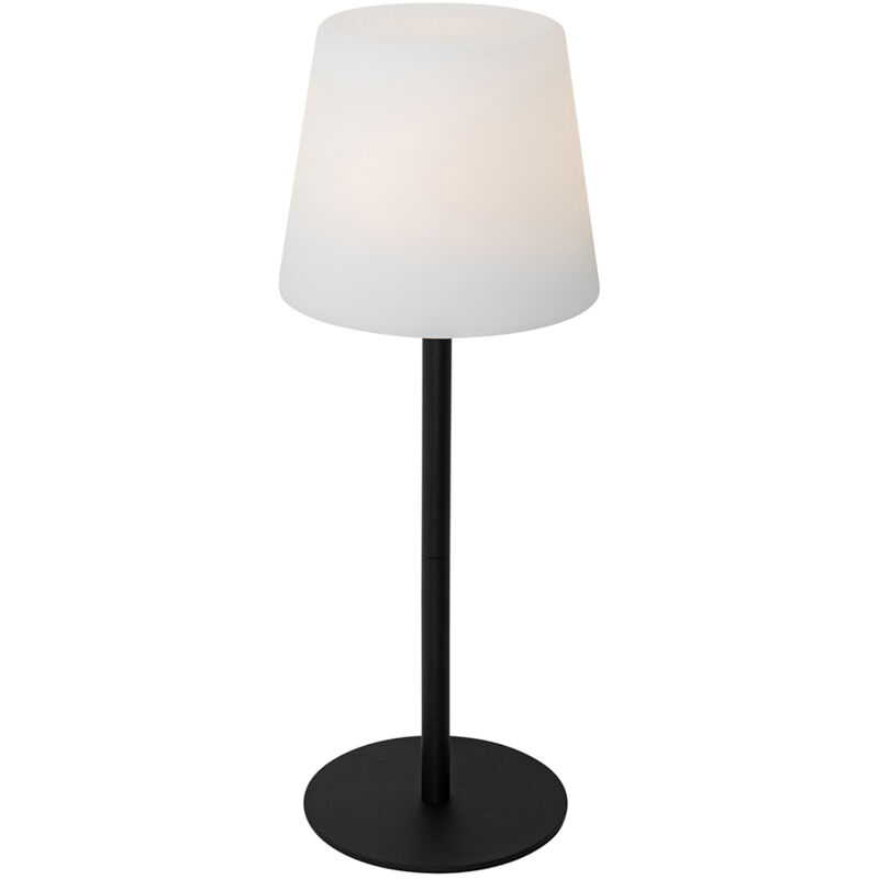 foto del prodotto qazqa lampada da tavolo jude moderno plastico,acciaio nero bianco tondo non sostituibile led max. 1 x 3 watt