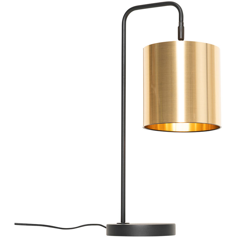 foto del prodotto qazqa lampada da tavolo lofty moderno acciaio,plastico oro ottone nero oblungo max. 1 x watt