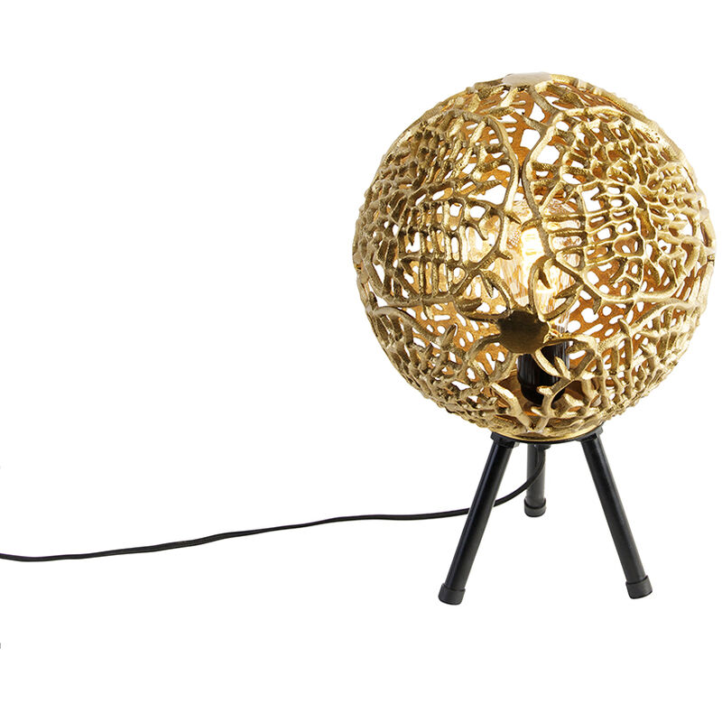 foto del prodotto qazqa lampada da tavolo maro art d co alluminio,acciaio oro ottone nero tondo max. 1 x watt