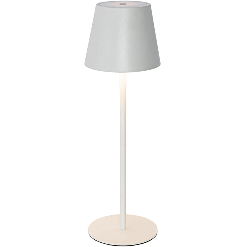 foto del prodotto qazqa lampada da tavolo murdock moderno plastico,acciaio bianco tondo non sostituibile led max. 1 x 3.6 watt