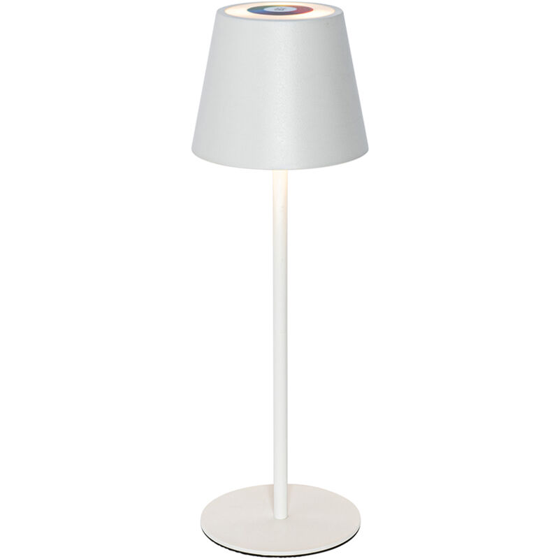 foto del prodotto qazqa lampada da tavolo murdock moderno plastico,acciaio bianco tondo non sostituibile led max. 1 x 3.6 watt