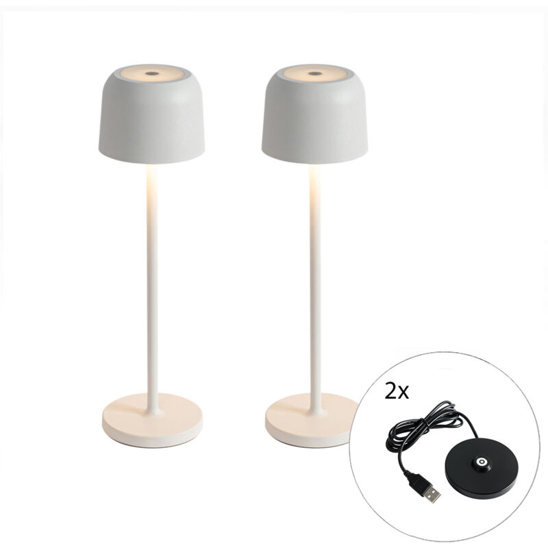 foto del prodotto qazqa lampada da tavolo tattile touch raika moderno alluminio,plastico bianco oblungo non sostituibile led max. 1 x 2.7 watt