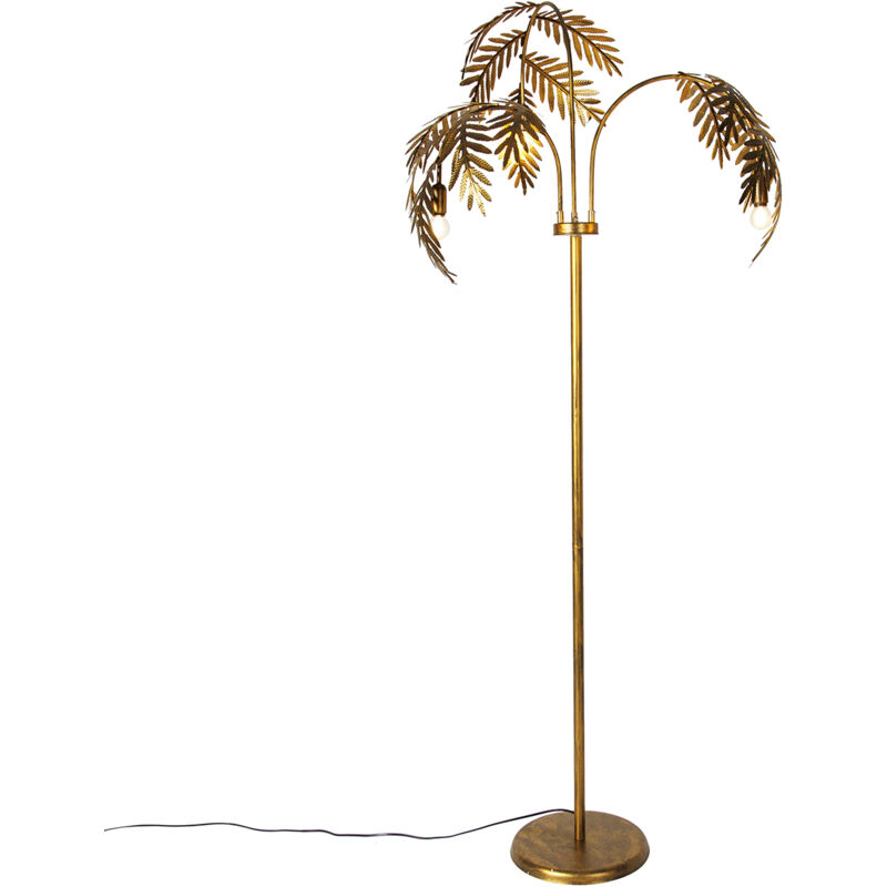 foto del prodotto qazqa lampada da terra botanica classico acciaio oro oblungo e14 max. 3 x 4.2 watt