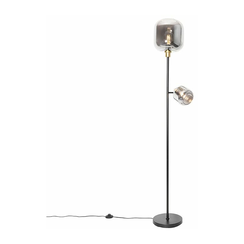 foto del prodotto qazqa lampada da terra con braccioo de lettura zuzanna moderno vetro,acciaio grigio nero oro ottone oblungo max. 1 x watt