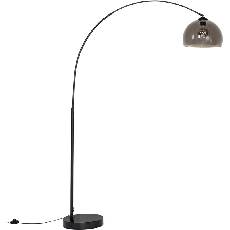 foto del prodotto qazqa lampada da terra con paralume arc moderno acciaio,marmo,vetro sfera e27 max. 1 x 7 watt