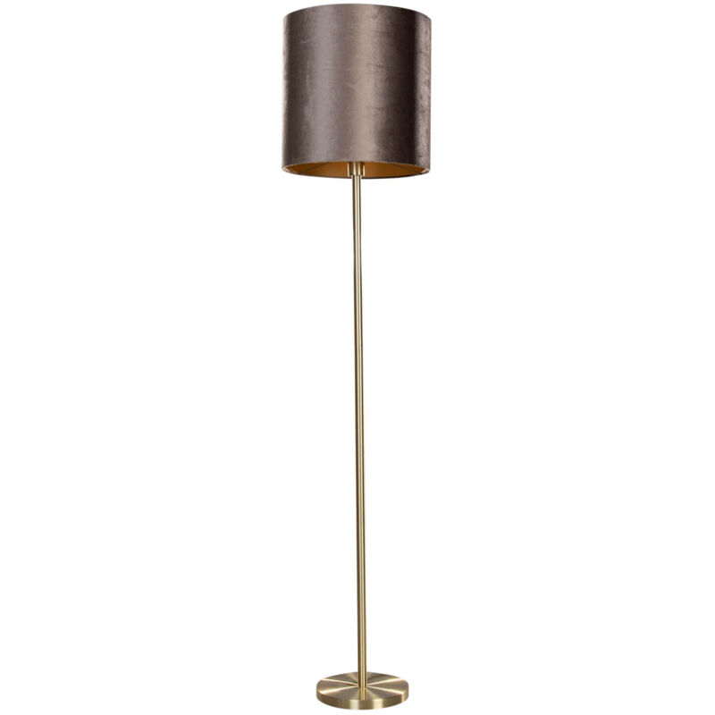 foto del prodotto qazqa lampada da terra con paralume combi shade classico velluto,tessuto bronzo oro nero tondo max. 1 x watt