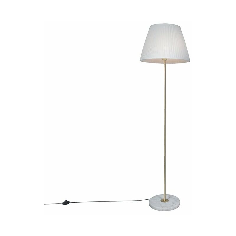 foto del prodotto qazqa lampada da terra con paralume kaso retr tessuto,acciaio,marmo ottone crema tondo max. 1 x watt