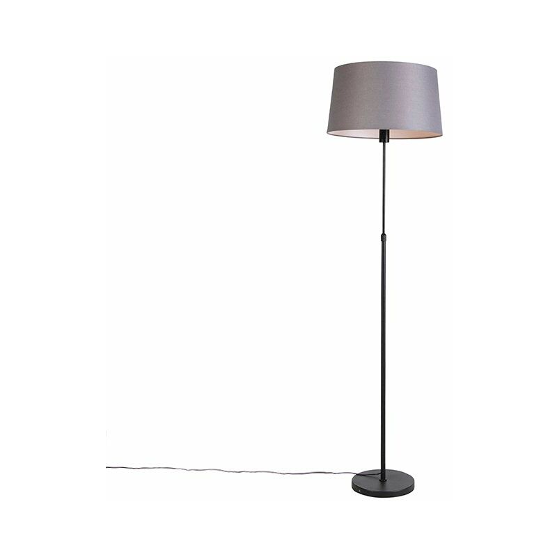 foto del prodotto qazqa lampada da terra con paralume parte fl classico tessuto,acciaio nero grigio tondo oblungo cilindro max. 1 x watt