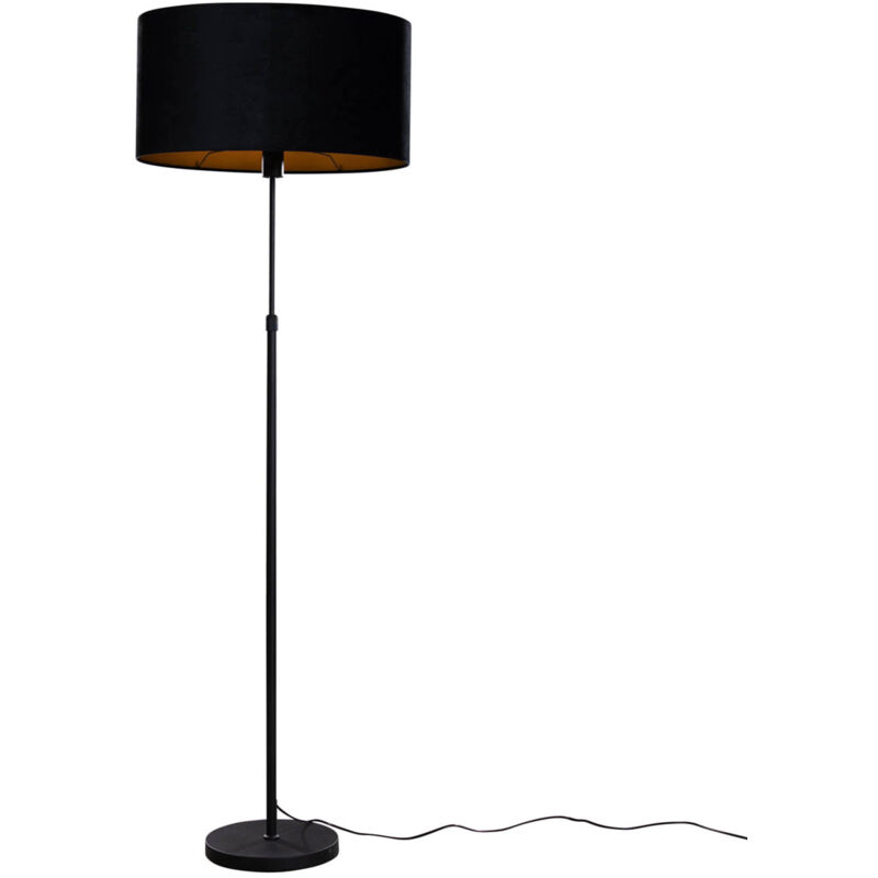 foto del prodotto qazqa lampada da terra con paralume parte shade moderno acciaio,velluto,tessuto nero oro oblungo tondo max. 1 x watt