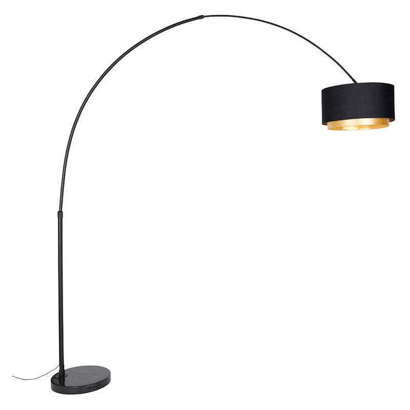 foto del prodotto qazqa lampada da terra con paralume shade duo moderno acciaio,marmo,tessuto nero oro ottone oblungo max. 1 x watt