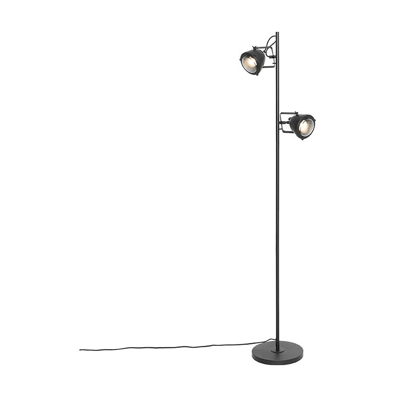 foto del prodotto qazqa lampada da terra emado industriale acciaio,vetro nero tondo max. 2 x watt