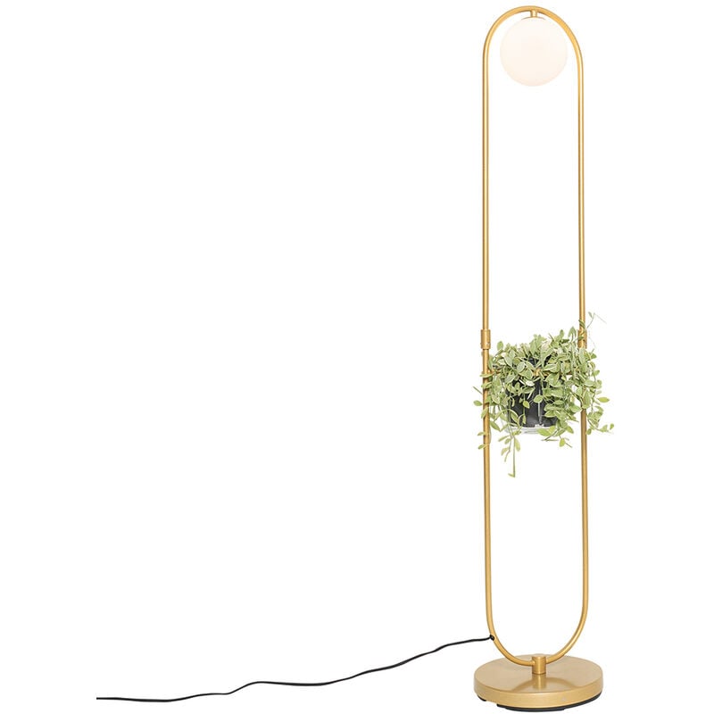 foto del prodotto qazqa lampada da terra isabella art d co acciaio,vetro oro ottone bianco ovale max. 1 x watt