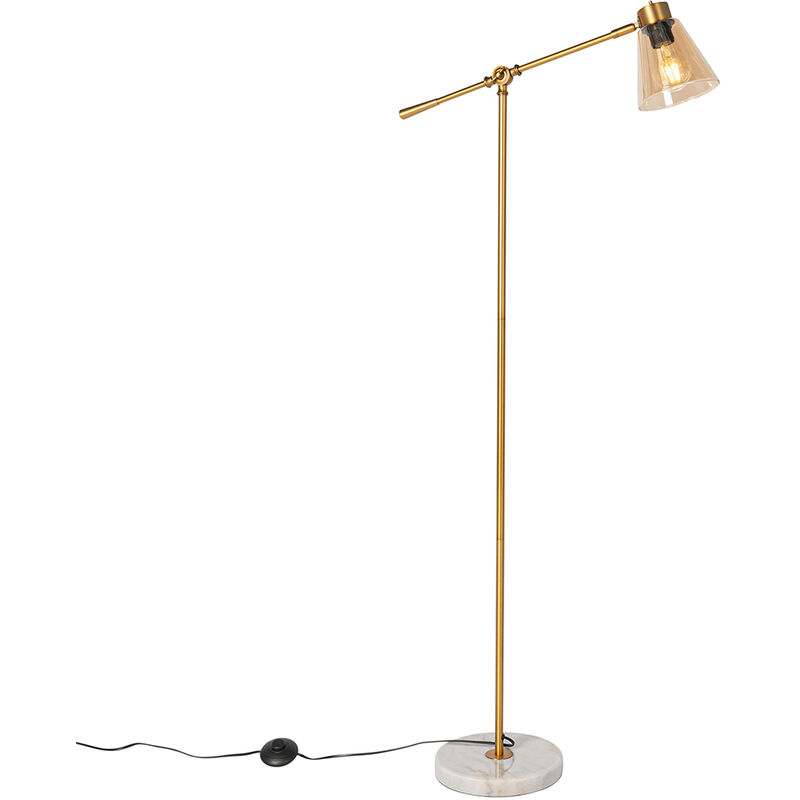 foto del prodotto qazqa lampada da terra nina art d co acciaio,vetro,marmo bronzo bianco oblungo max. 1 x watt