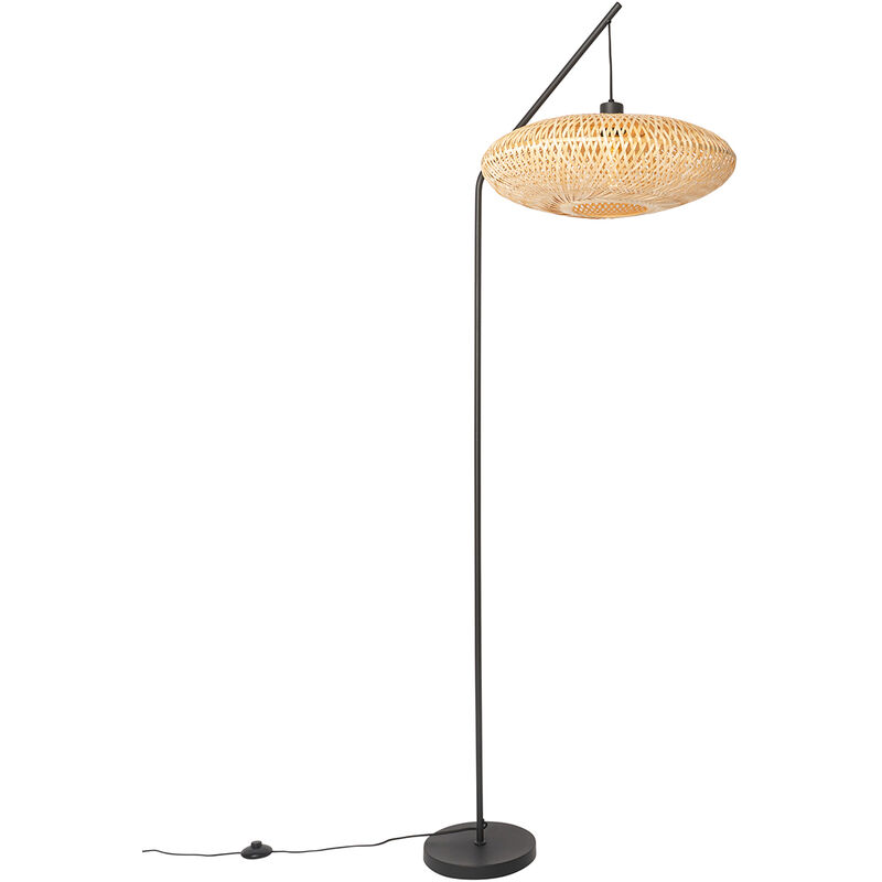 foto del prodotto qazqa lampada da terra ostrava orientale bamboo,acciaio legno nero oblungo max. 1 x watt