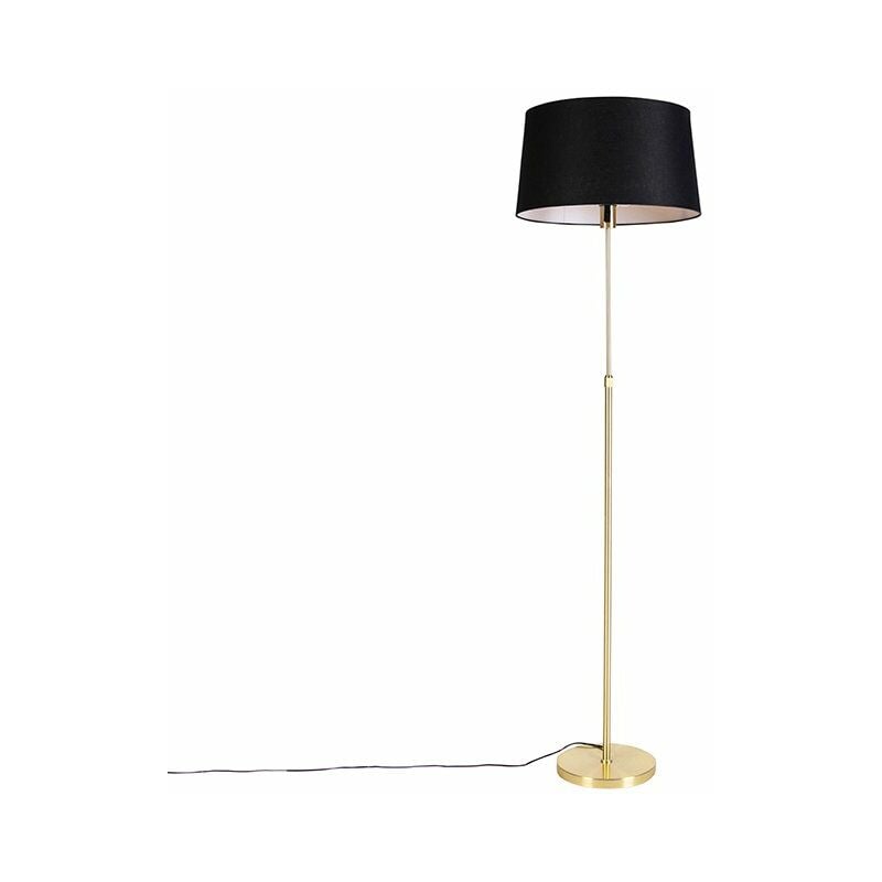 foto del prodotto qazqa lampada da terra parte fl moderno acciaio,tessuto nero oro ottone tondo oblungo cilindro max. 1 x watt